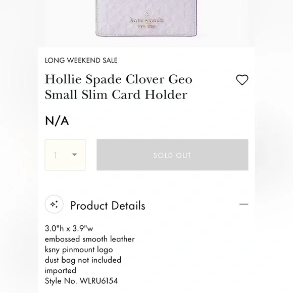 Kate Spade Hollie Spade Clover Geo Small Slim Card Holder - Picture 7 of 7